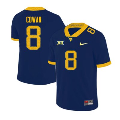 Men's West Virginia Mountaineers NCAA #8 VanDarius Cowan Navy Authentic Nike Stitched College Football Jersey KV15A27DA